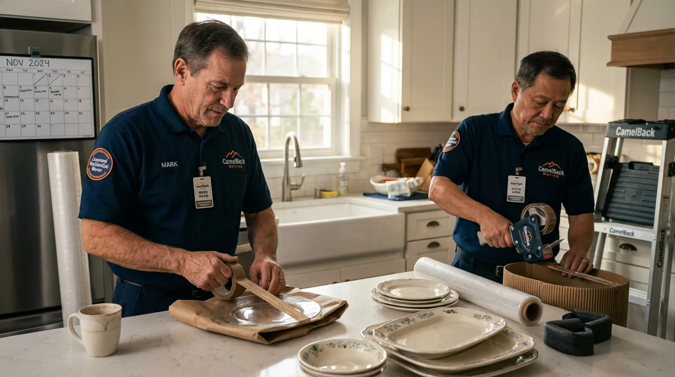 Professional crew packing kitchen dishware in Jasper, TN